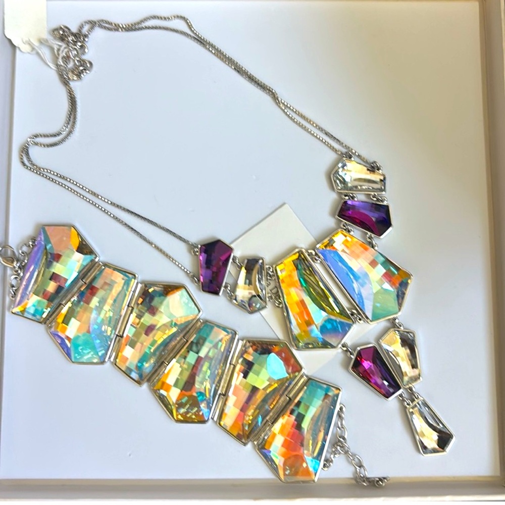 Authentic Swarovski Multicolor Statement Necklace… - image 2